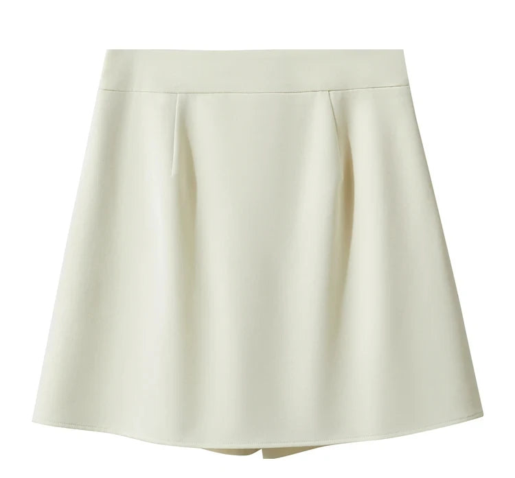 Minimalism Casual Shorts Skirts Women High Rase 2024 Autumn New Fashion Commuter Lady Straight Blazer A-Line Skirt 12343035