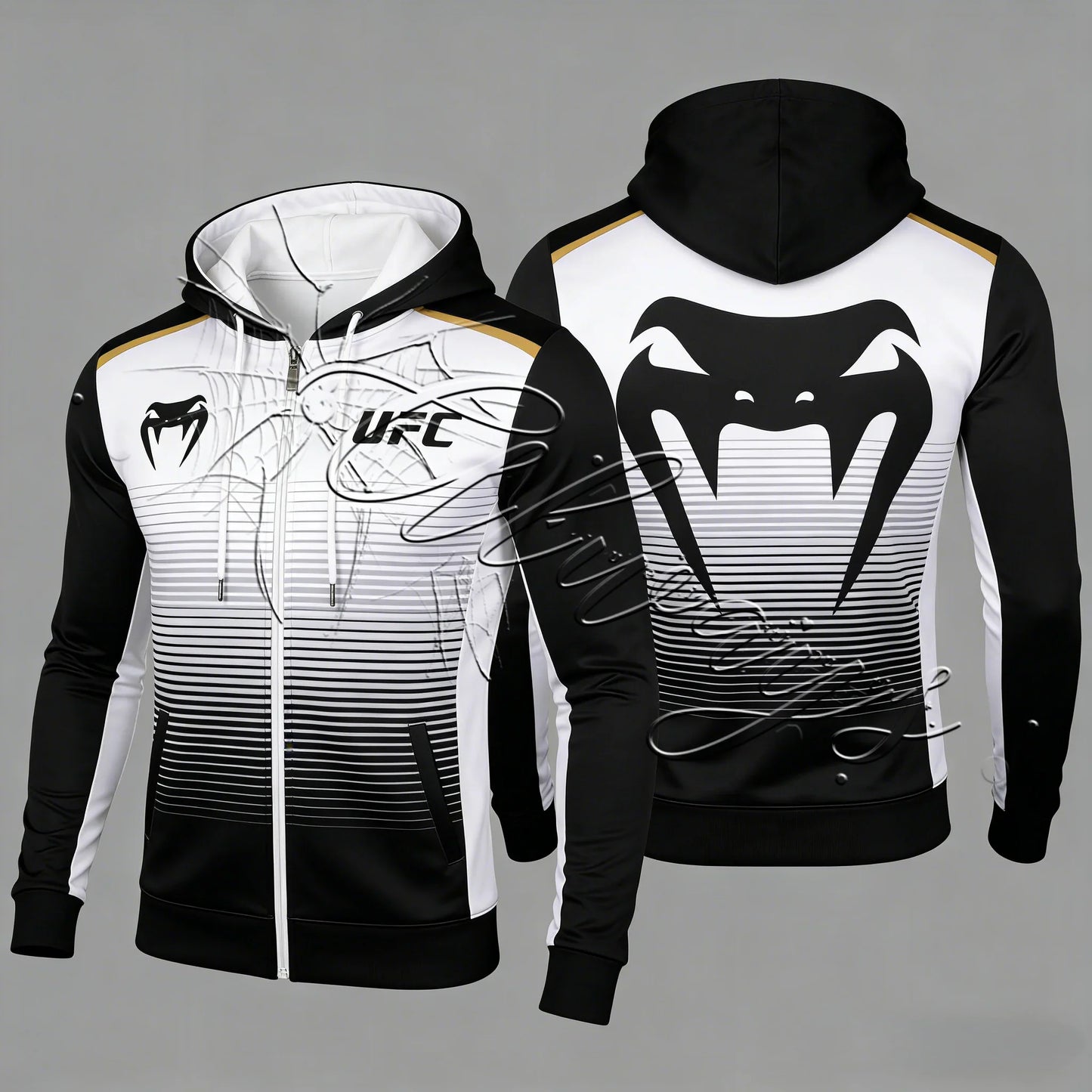 2026 New UFC Fashion Design Boxing Suit Men's Zipper Hooded Jacket Fitness Wrestling Fighting Special Cage Fighting Suit Hoodie