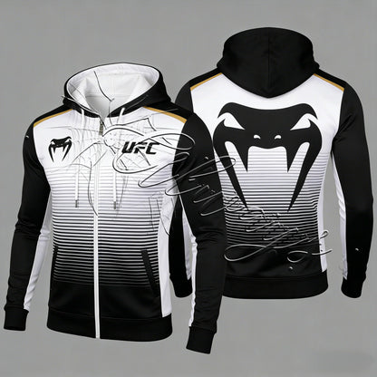 2026 New UFC Fashion Design Boxing Suit Men's Zipper Hooded Jacket Fitness Wrestling Fighting Special Cage Fighting Suit Hoodie