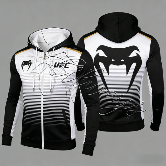 2026 New UFC Fashion Design Boxing Suit Men's Zipper Hooded Jacket Fitness Wrestling Fighting Special Cage Fighting Suit Hoodie