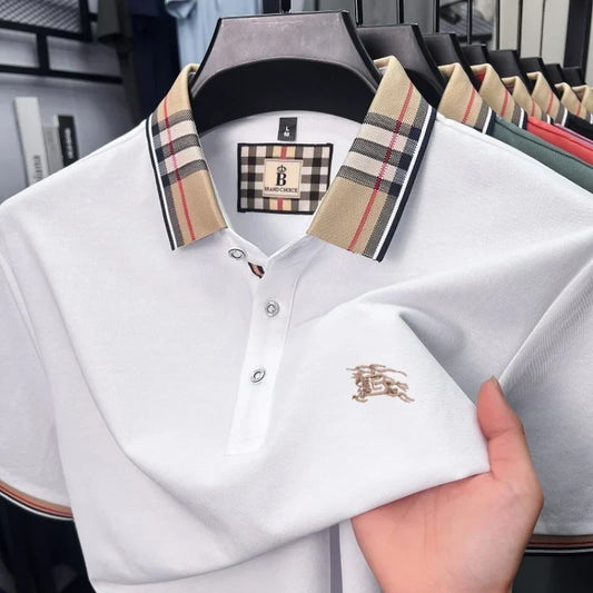 Luxury brand silk cotton short sleeve polo shirt fashion Paul Pony embroidered men's T-shirt summer comfort business casual top