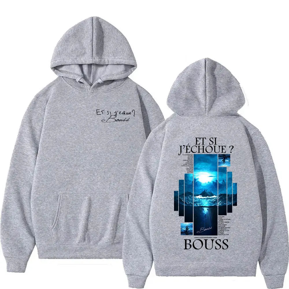 Rapper BOUSS ET SI J'ECHOUE ?   Tour 2025 Hoodie Men's Women Hip Hop Long Sleeve Fashion Oversized Sweatshirts Fleece Streetwear