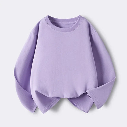 1pcs Spring Autumn Children's Pure Cotton Long Sleeve T-shirts Solid Color Boys Girls Tops Kids Baby Leisure Tee Student Clothes