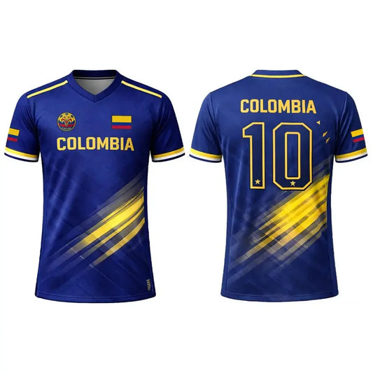 Colombia Flag 3D Printed Jersey Summer Outdoor Sports Breathable Short-sleeved Football Training Top Unisex Casual V-neck Tee