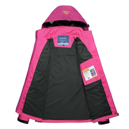Women Autumn Trekking Jacket Outdoor Hiking Rain Coat Windbreaker Waterproof Hooded Camping Cycling Climbing Warm