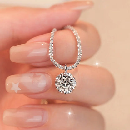 Moissanite Necklaces for Women 925 Sterling Silver Sparkling Cauliflower Chain with 2CT Diamond Pendant Dainty Jewelry Gift