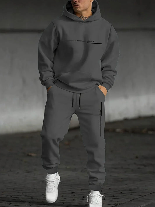 2025 Men's Fall Printed Hoodie and Jogger Set - Perfect for School Start Season men clothes tracksuit mens clothes funny suit