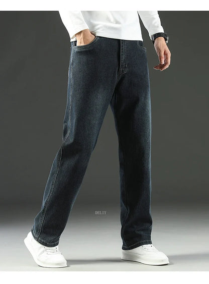 2026 New Y2K  Autumn and Winter Baggy  Jeans Men's  Loose Straight Wide-leg Business Trousers Mens Clothing