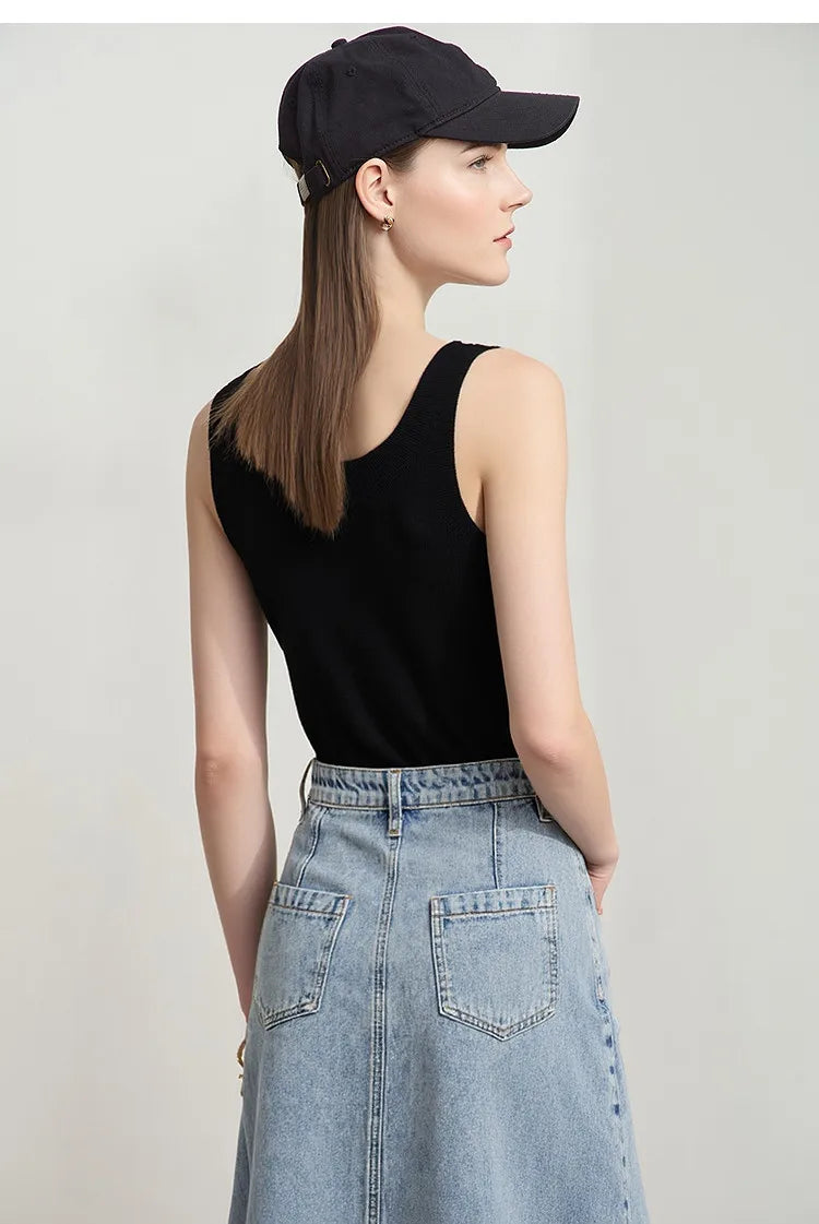 Women's Tank Top 2026 Summer New Solid Color Slim Fit Sleeveless Vest Casual Layering V-Neck Camisole For Women 12642062