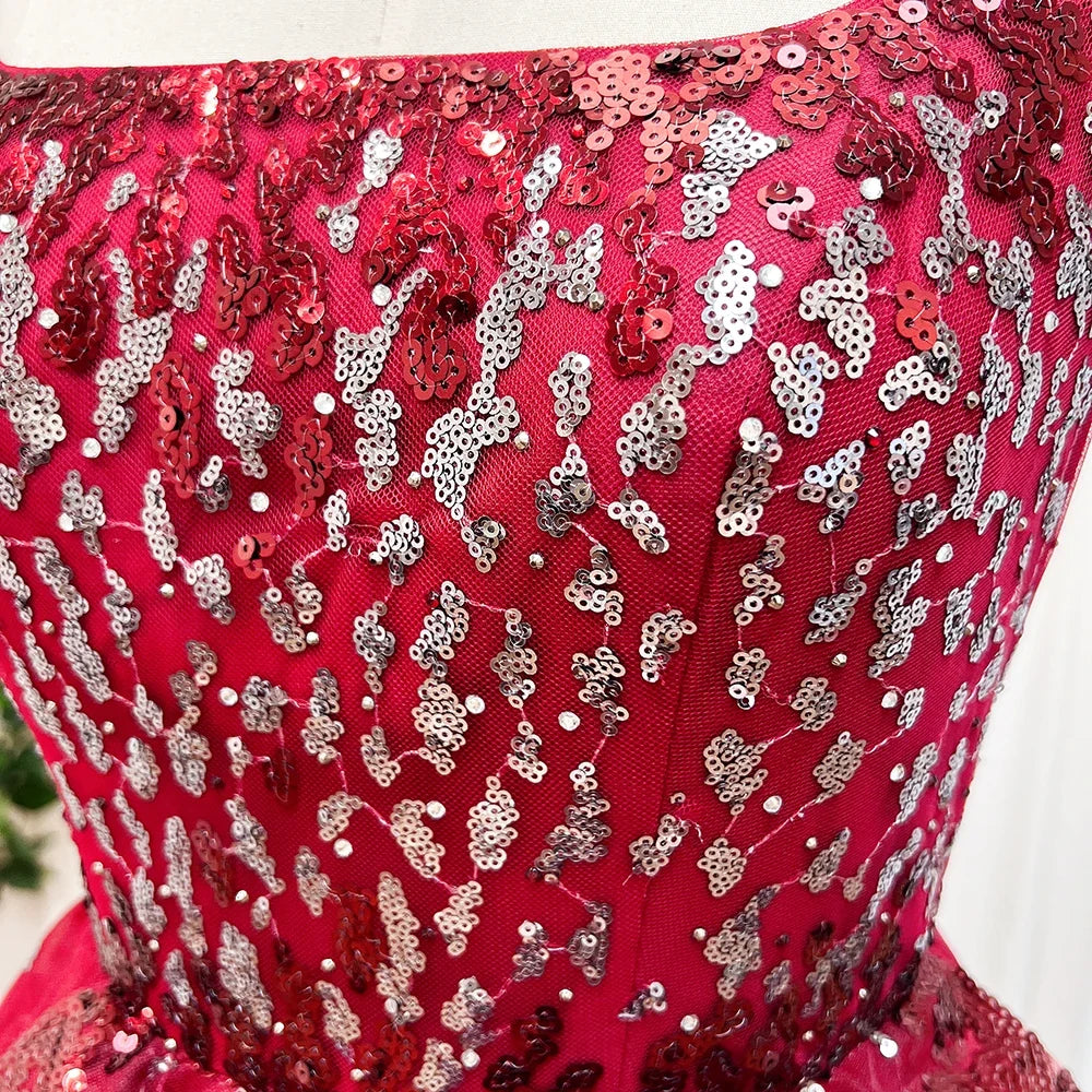 Luxury Sequined Evening Dress Tiered Petal Skirt Formal Prom Gown Customized Robe De Soiree For Women Party 2026