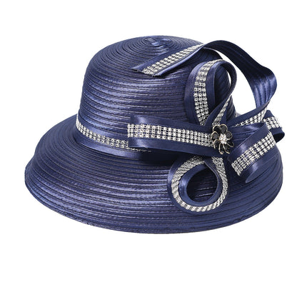 Elegant Cloth Top Hats For Women Cocktail Tea Party Dress Derby Cap Ladies Flower Wide Brim Church Fedora Black Cloche Hats
