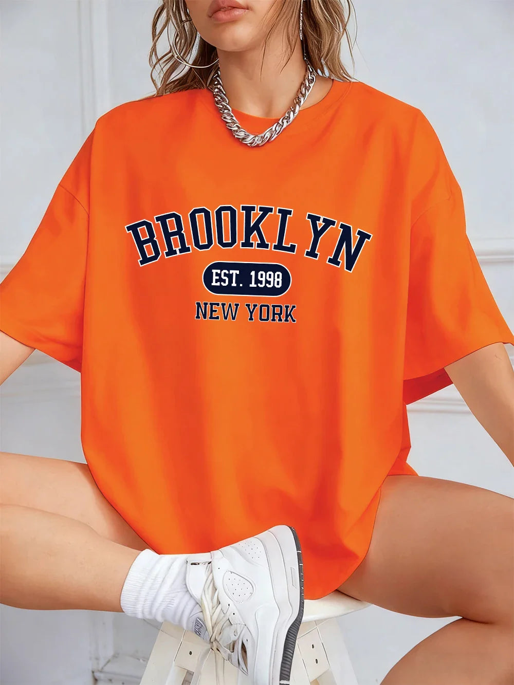 New York Est 1998 Prints T-Shirts Women Summer Cotton Short Sleeve T Shirt Loose O-Neck Comfortable Tops Casual Clothes