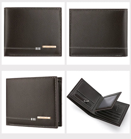 Nouveau Portefeuille Homme Porte-Cartes de Crédit Fermeture Éclair Porte-Monnaie Motif Litchi Haute Qualité Portefeuille Court d'Affaires Pour Hommes