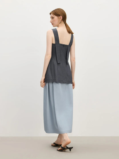 2025 Summer Women's Waist-Defining Sleeveless Shirt - A-Line Silhouette & Breathable Linen Blend for Effortless Chic
