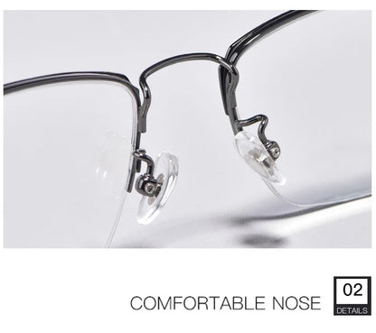 New Titanium Rectangular Classic Business Half-rim Anti-blue Light Reading Glasses Men's Customizable Prescription 8017JX