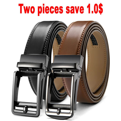 Mens Leather Belt  Automatic Genuine Leather Belts Leisure Fashion Ratchet Belts for Men Pants Waistband Ремень