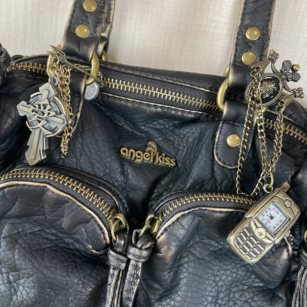 Vintage Women Handbags Small Satchel Top-handle Boston Bag PU Shoulder Bag Fashion Dumpling Pack Multi-pockets Shoulder Bags