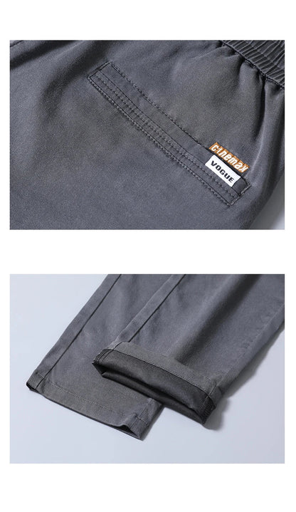 Spring Summer Men's Casual Pants Korean Fashion Cotton Thin Soft Elastic Slim Business Trousers Black Green Khaki