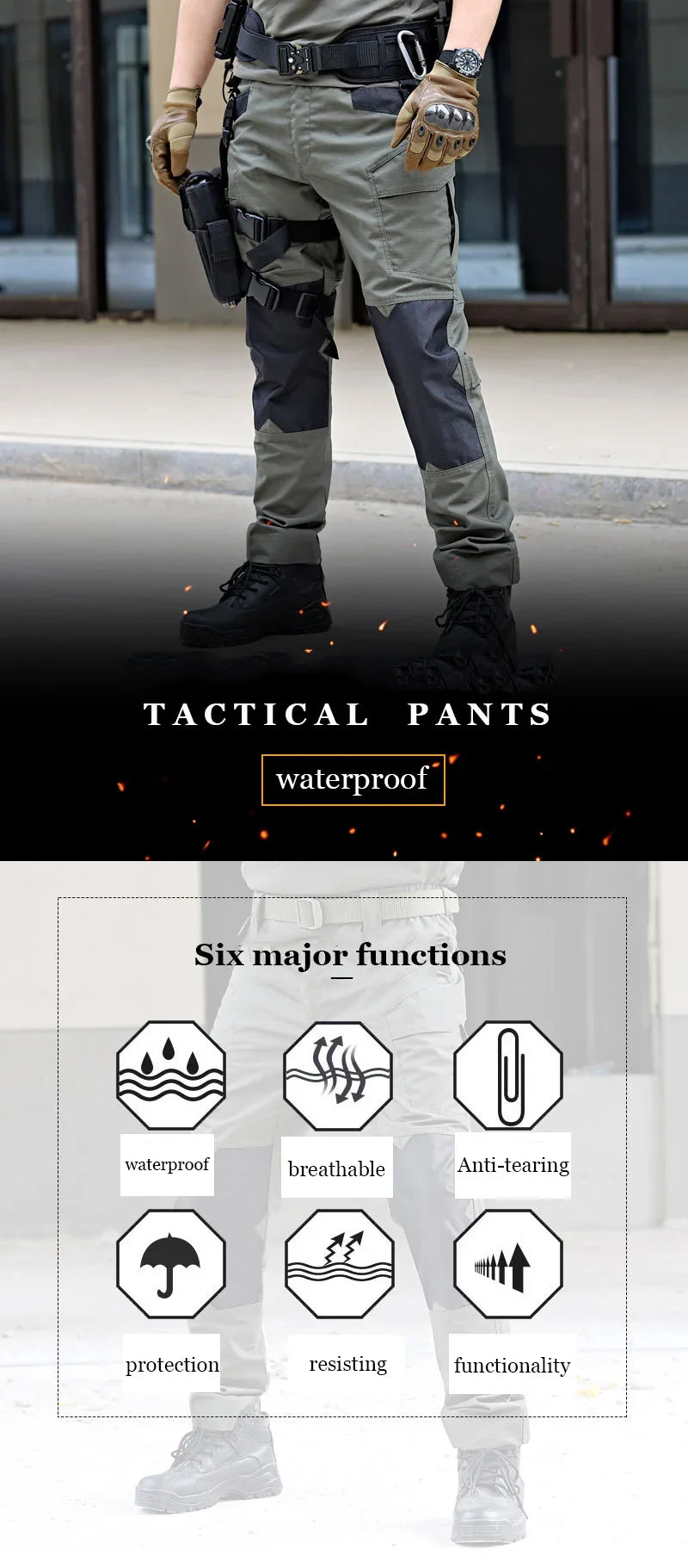 Military Tactical Pants  Men Cargo Trousers Waterproof Multi-pocket Casual Wear-Resistant Cargo Pants Climbing Outdoor Workwear