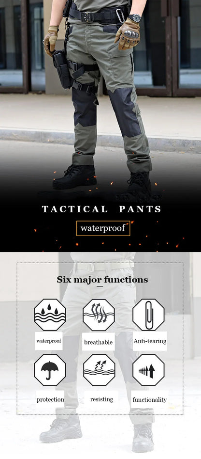 Military Tactical Pants  Men Cargo Trousers Waterproof Multi-pocket Casual Wear-Resistant Cargo Pants Climbing Outdoor Workwear