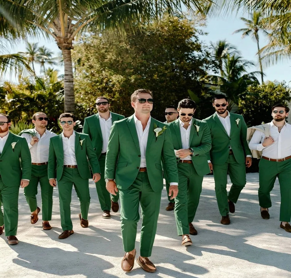 Beige Linen Wedding Suits for Groomsmen 2 Pieces Summer Men Suits Lightweight Breathable Blazer Pants Set Slim Fit Formal Outfit