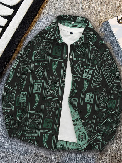 Spring and autumn new ethnic style printed long-sleeve jacket for men, high-end stylish trendy jacket