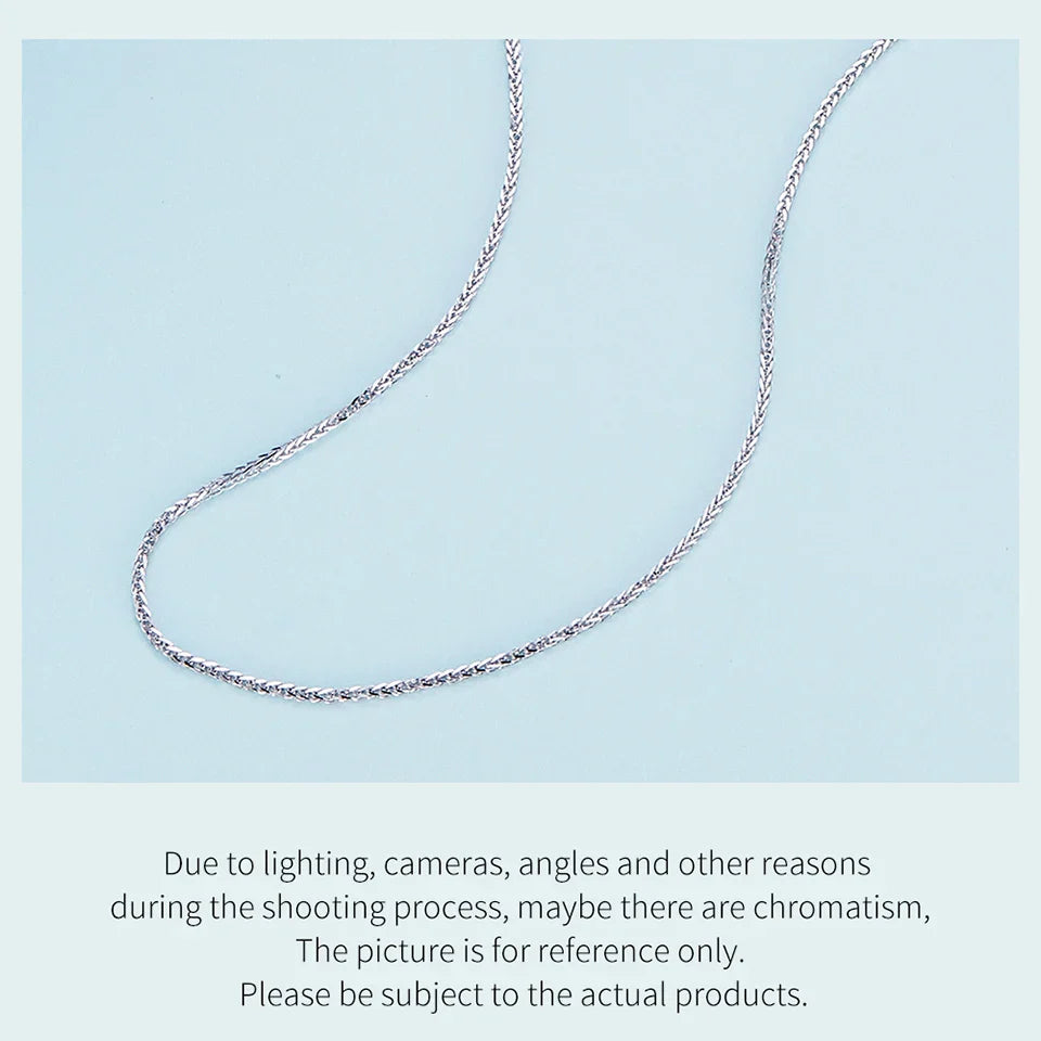 925 Sterling Silver Basic Chopin Necklace Simple Style Chain Link for Women Platinum Plated Fine Jewelry SCA019