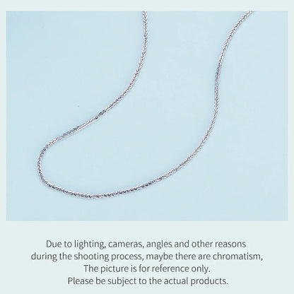 925 Sterling Silver Basic Chopin Necklace Simple Style Chain Link for Women Platinum Plated Fine Jewelry SCA019