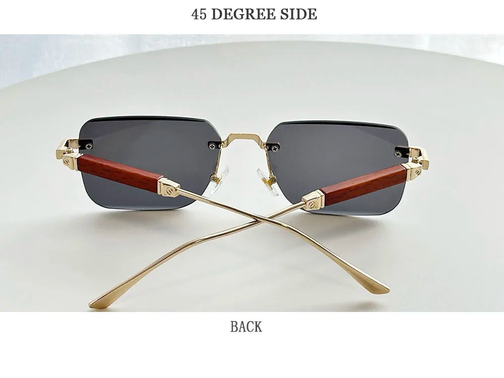 Rimless Sunglass Men Vintage 2025 Fashion Glasses Square Sunglasses Women Trendy And Fashionable Gafas De Sol Hombre Zonnebril