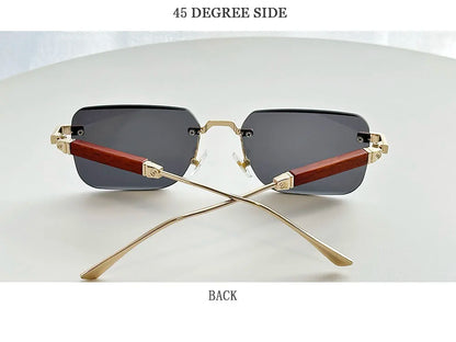 Rimless Sunglass Men Vintage 2025 Fashion Glasses Square Sunglasses Women Trendy And Fashionable Gafas De Sol Hombre Zonnebril