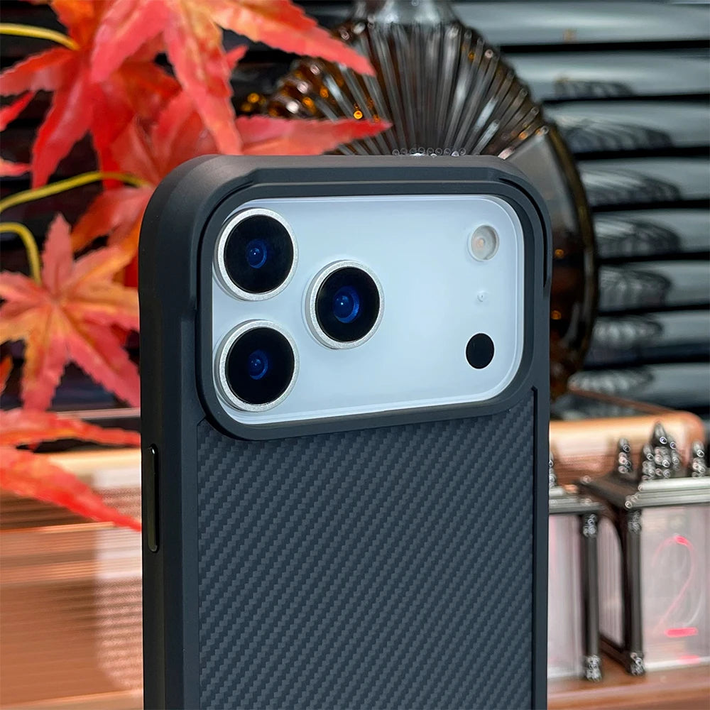 Real Carbon Fiber Kevlar Material Phone Case With Magnetic Wireless Charging Compatible With iPhone 16 Pro 16 pro max