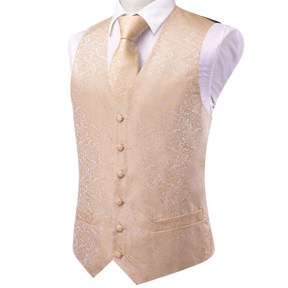 Men Paisley Print Vest Matching Set Waistcoat Tie Hanky Cufflinks Formal Wedding Party Gentleman Suit Accessories Kit