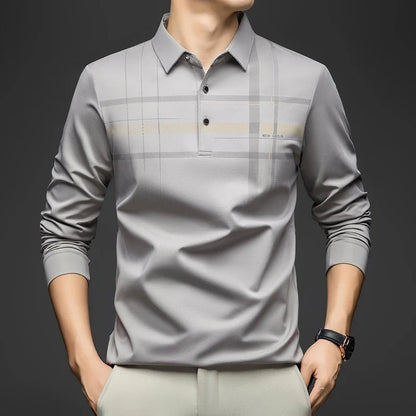 Polo T Shirt for Man 2026 Formal Business Slim Long Sleeve Tshirt Men Casual Loose Stripe Shirt for Man Designer Clothes