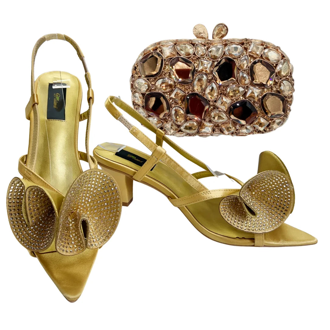 Italian Designer Evening Shoes With Clutch Bag Set for African Wedding and Bridal Occasions Lace Embroidered Beads Women's Shoes