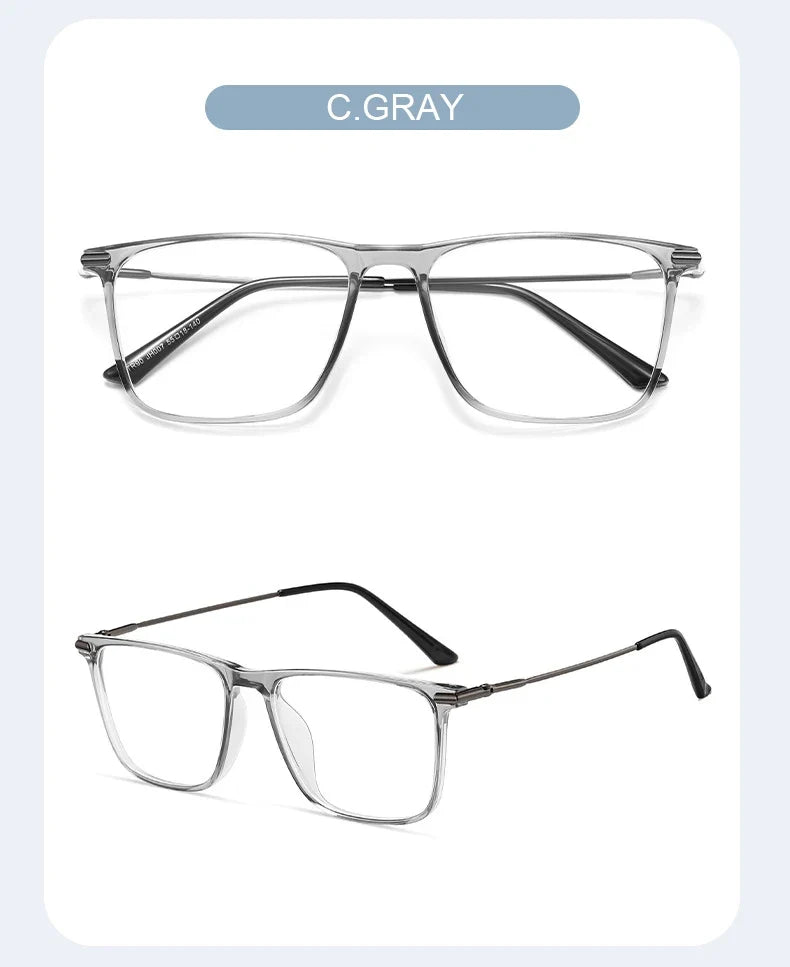 Titanium Classic Men's Square Frames Anti-blue Light Reading Glasses Myopia Can Be Customized Prescription Glasses 007