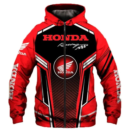 2026 New Fashionable Honda Logo Spring and Autumn Coat 3D Printed Trendy Casual Street Men's Loose Zipper Hoodie Fashion Hoodie