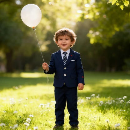 2-14 Yrs Toddler Suit Set with Rose Embroidery 3-Piece Formal Conmmunion Tuxedo Jacket Pants Tie Fast Delivery DTLumika