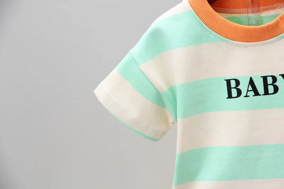 Summer Boys Clothes Children Cotton Strips Causal T Shirts Shorts 2Pcs/set Infant Outfit Kids Toddler Tracksuits 0-5 Years