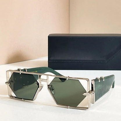 Hexagon 004 Desinger Brand Sunglasses Men Women Metal Thick Acetate Luxury Square Classical Outdoor Solar Shades UV400 with Case