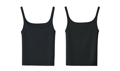 Women's Tank 2026 Summer New Solid Color Slim Fit Short Cami Square U-Neck Crop Sleeveless Layering Vest For Women 12622083