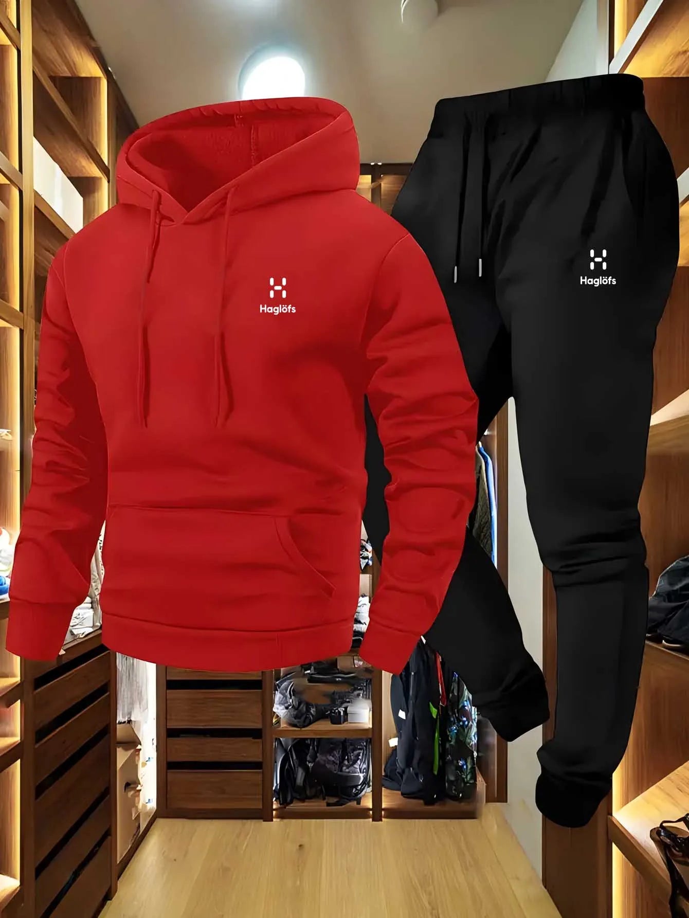 Soft Comfortable Fabric Men's Autumn Winter Casual Two-Piece Hoodie Sweatshirt Long Pants Suit with Pockets Regular Fit Outdoor