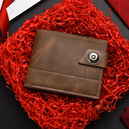 Men's Wallet Pu Leather Short NO Zipper Buckle Wallet Solid Color Wear-Resistant Leather Clip Daily Casual Fashion Zero Wallet