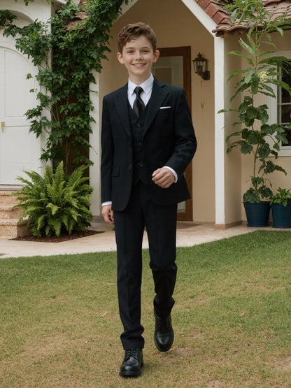 Boys Suits 4-Piece Jacket Vest Pants Tie Random Teen Dress Wedding Performance Prom Formalwear Classic Slim Elegant Age 2-16Y