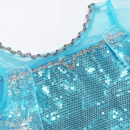 Girls Elsa Princess Dress for Long Sleeve Kids Birthday Cosplay Frozen Costume Fancy 2025 Carnival Dress Up Party Costume