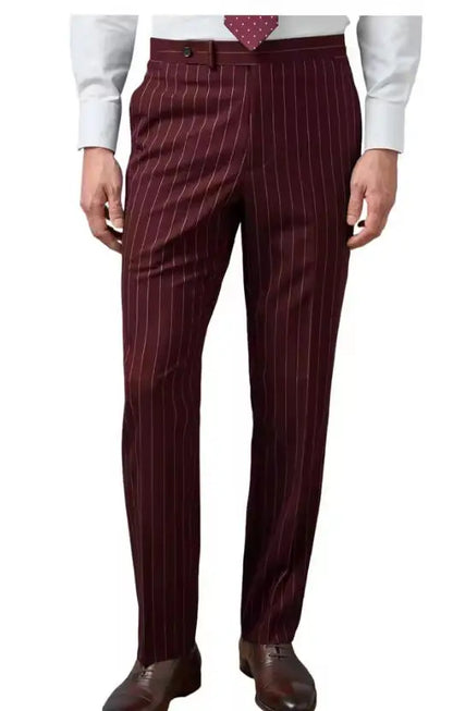 New Men's Suit Pants Haute Couture Grey Striped Slim Fit Business Formal Casual Suit Pant Groom's Dress Pants Office Banquet