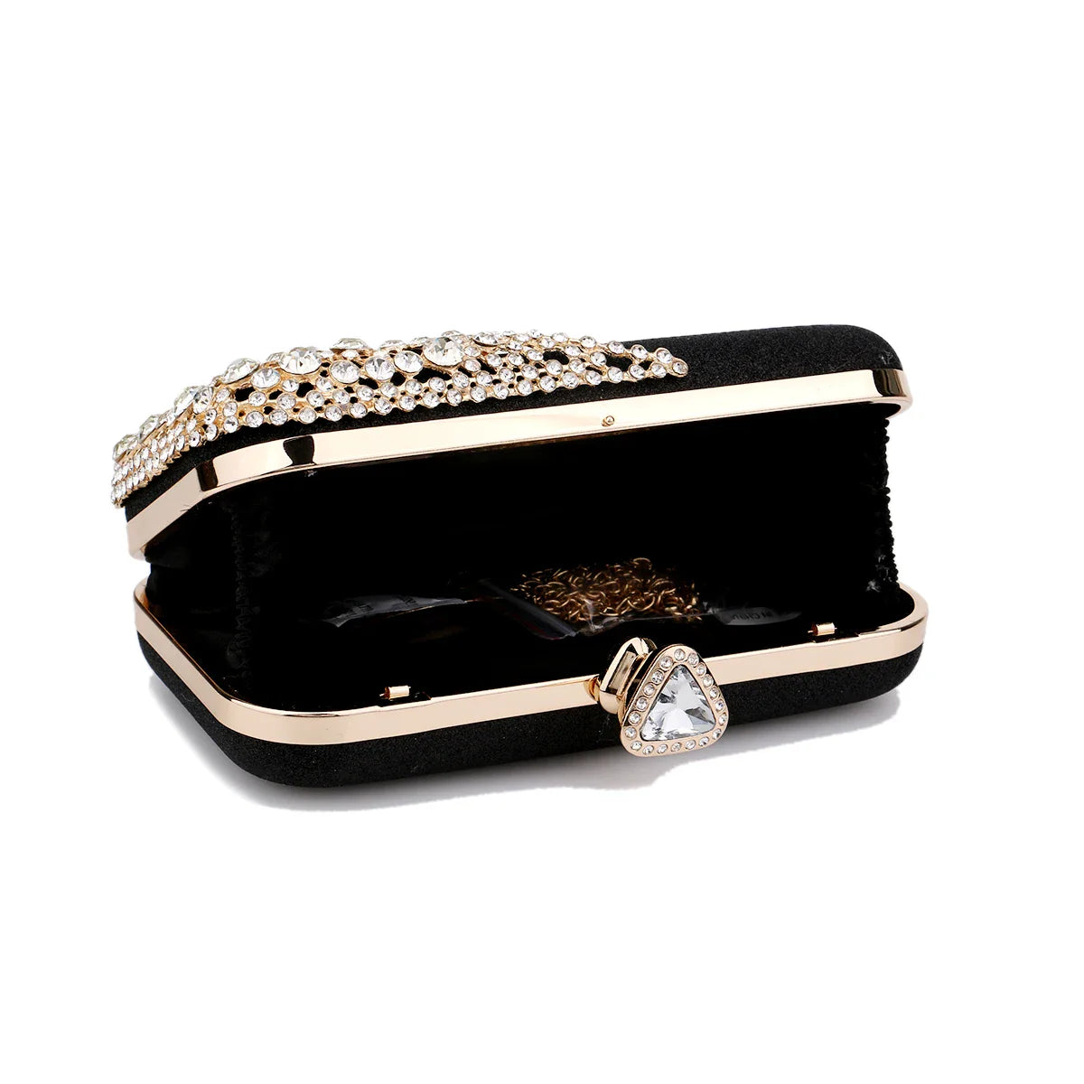 Hollow Out Fashion Women Evening Bags With Diamonds Shoulder Chain Handbags Wedding Bridal Female Purse Sequined Holder