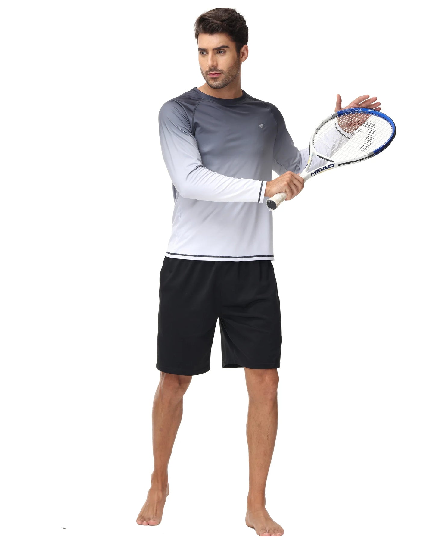 Summer Men's Long Sleeve T-Shirt UPF 50+ Rash Guard Gradient Shirt for Sport Fishing Hiking Workout Outdoor Pullover Shirt