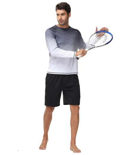 Summer Men's Long Sleeve T-Shirt UPF 50+ Rash Guard Gradient Shirt for Sport Fishing Hiking Workout Outdoor Pullover Shirt