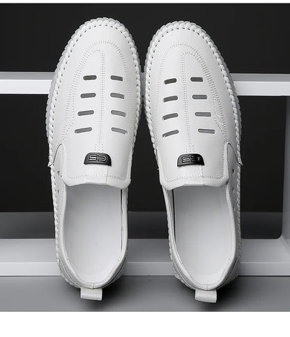Solid Color Business Casual Shoes for Men Breathable Hallow Leather Sandals Male New Designer Fashion Summer Shoes Man