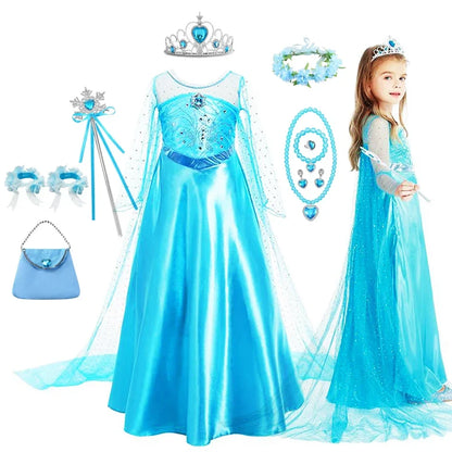 Elsa Dress for Girls Birthday Princess Dress For Kids Halloween Carnival Easter Party Cosplay Girls Costume